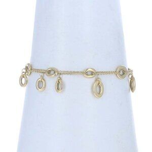Nanis Oval Charm Link Bracelet 7 1/2" - Yellow Gold 18k Cable Chain Italy